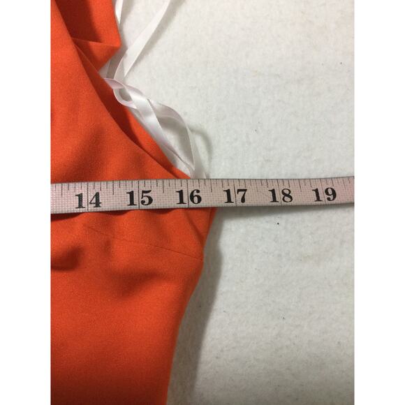 B DARLIN SZ 9 10 L orange backless cross back bodycon midi dress NEW B28 - Picture 4 of 6